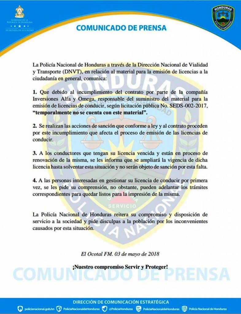 Comunicado Licencias