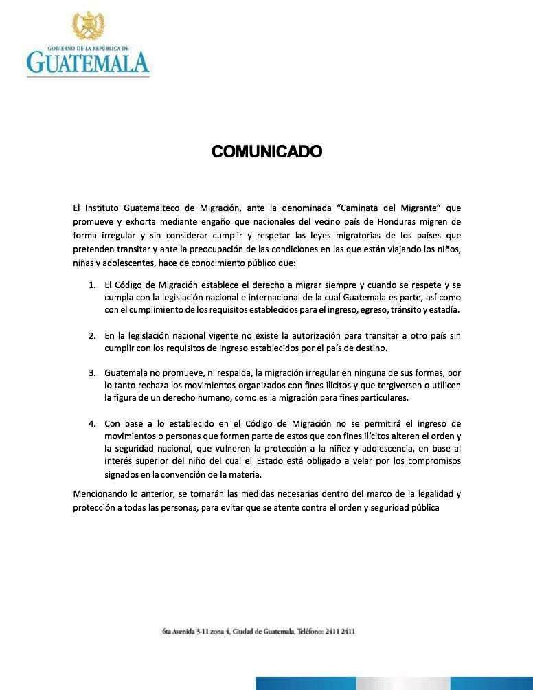 Comunicado Guatemala